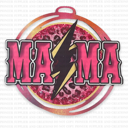 MAMA Lightning Bolt PINK Car Charm Ornament & Transfer Sublimation Blank