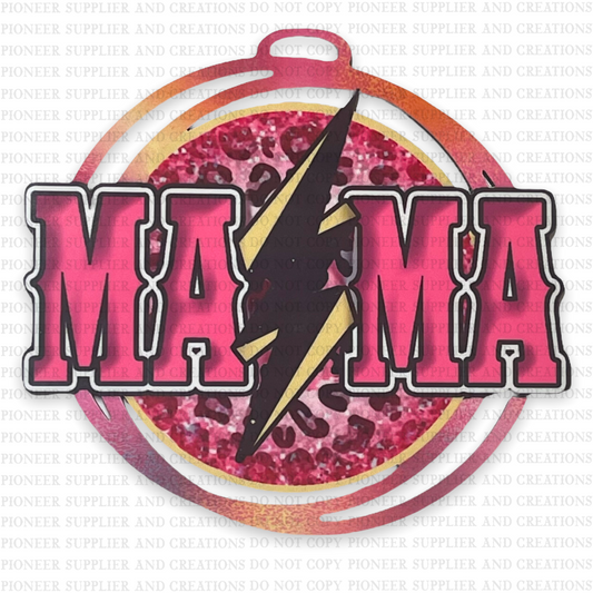 MAMA Lightning Bolt PINK Car Charm Ornament & Transfer Sublimation Blank