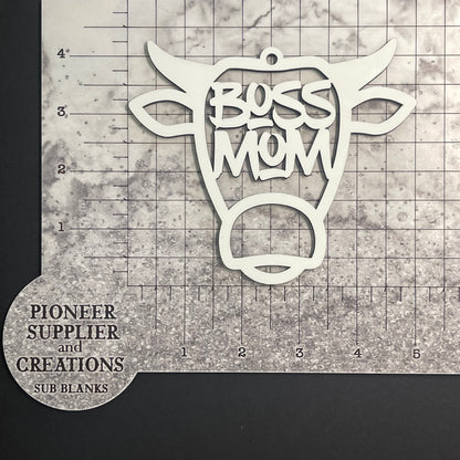 Cow Horn Boss Mom Sublimation Blank Ornament