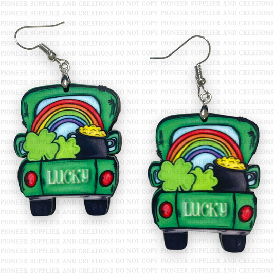 St Patrick's Day Truck Shaped Earring Sublimation Blanks | Exclusive Alicia Ray Art