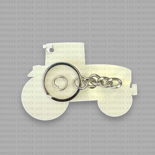 Green Tractor Shaped Keychain Sublimation Blank