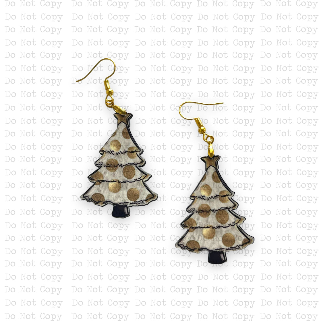 Golden Dot Tree Shaped Earring Sublimation Blanks | Exclusive Alicia Ray Art