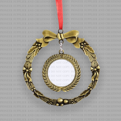Wreath Christmas Sublimation Ornament with Ribbon