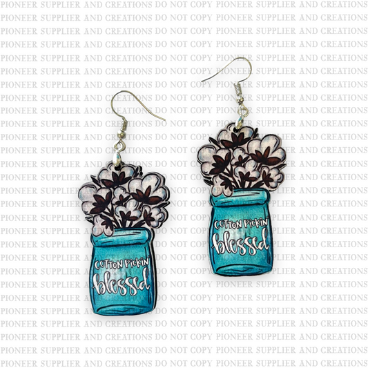 Cotton Pickin' Boll Shaped Earring Sublimation Blanks | Exclusive Alicia Ray Art