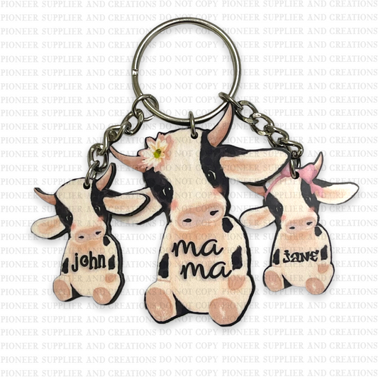 Mama Cow Shaped Keychain | Add-On Calf Sublimation Blanks