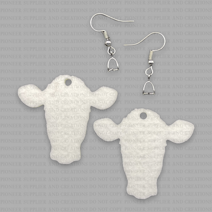 Cow Head Shaped Felt Diffuser Earrings with Hardware