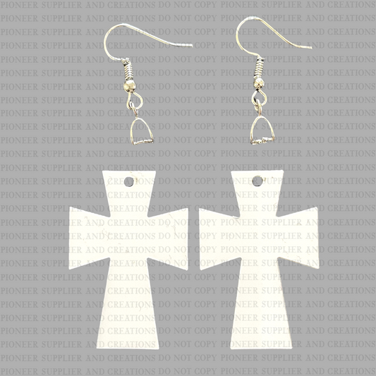 Earring Sublimation MDF Blanks Ornate Cross 2 Long DOUBLE SIDED -  Homegrown Creativity
