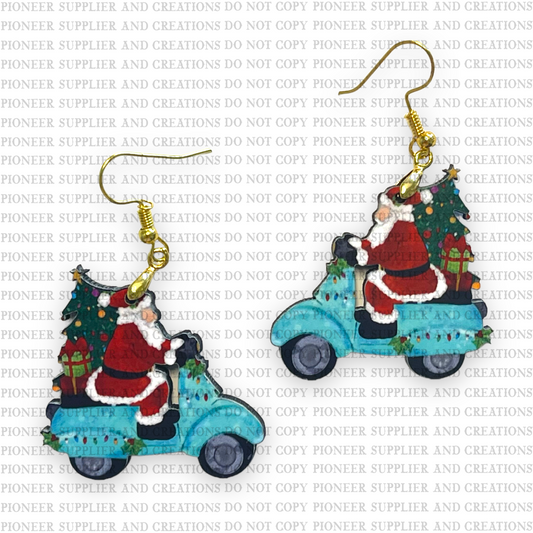 Moped Santa Shaped Earring Sublimation Blanks | Exclusive Pixel Pop