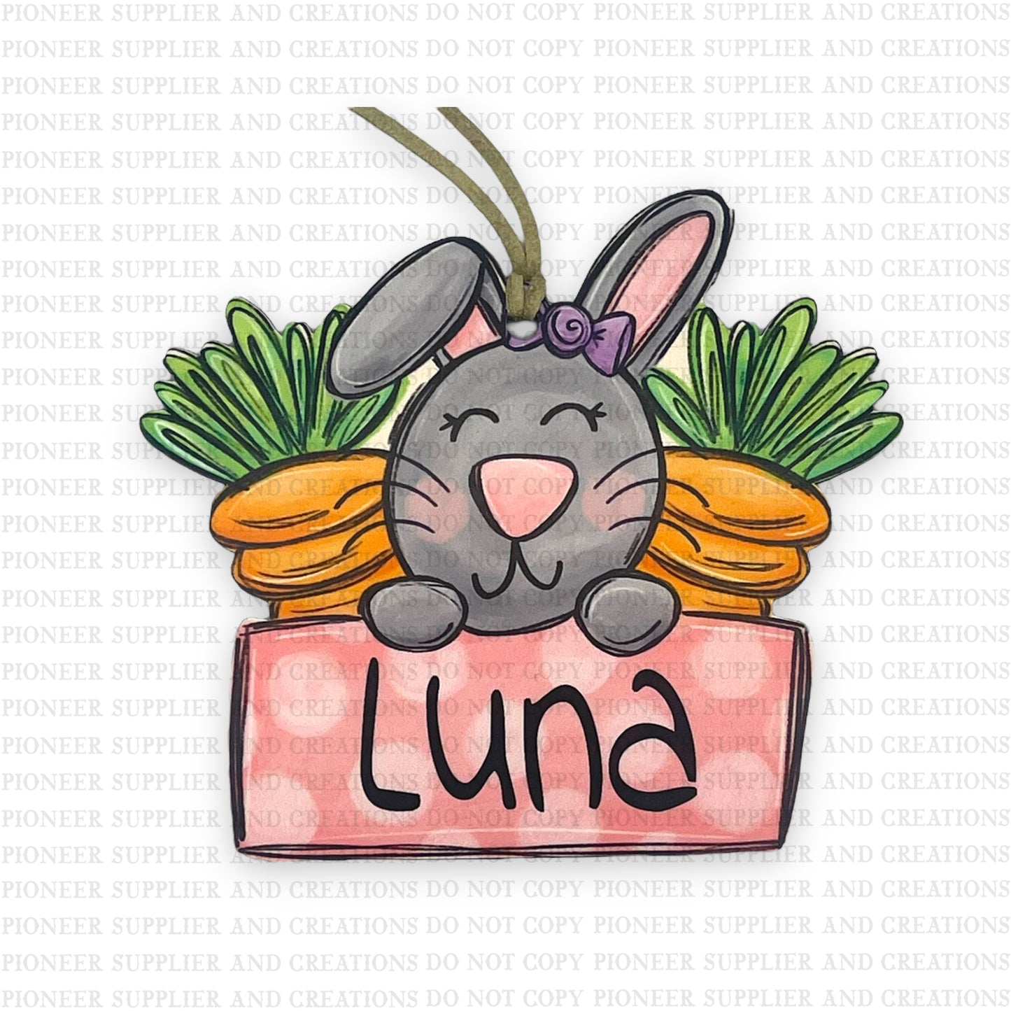 Girl Easter Bunny Name Plate Sublimation Blank | Exclusive Alicia Ray Art