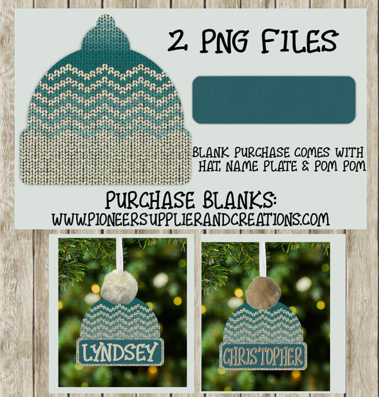 Beanie Hat Shaped 4pc Ornament Sublimation Blank