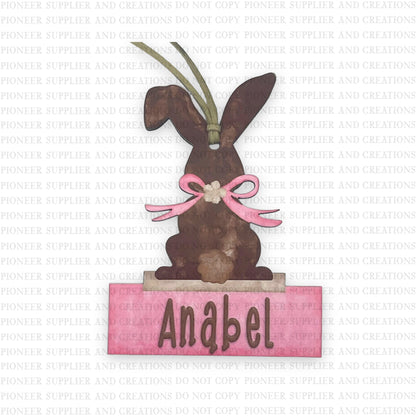 Bunny Name Tag Plate Sublimation Blank | Exclusive Pixel Pops
