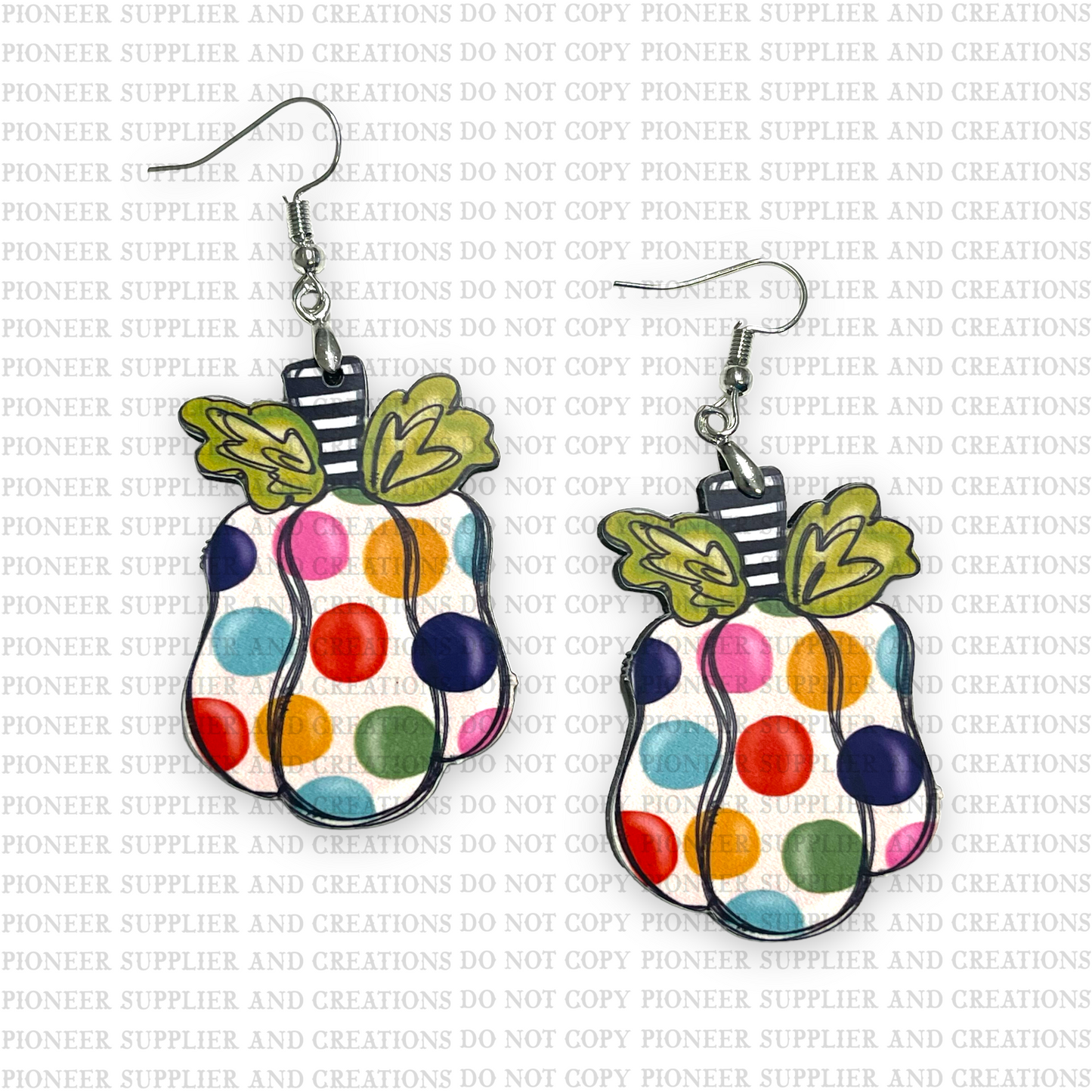 Multidot Whimsy Pumpkin Shaped Earring Sublimation Blanks | Exclusive Bristle Brush Strokes