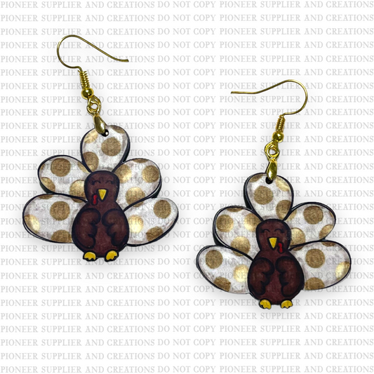 Golden Dot Turkey Shaped Earring Sublimation Blanks | Exclusive Alicia Ray Art