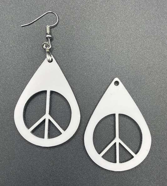 Peace Sign Teardrop Earring Shaped Style 2 Sublimation Blanks
