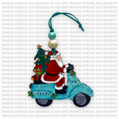 Moped Santa Shaped Ornament Sublimation Blank | Exclusive Pixel Pop