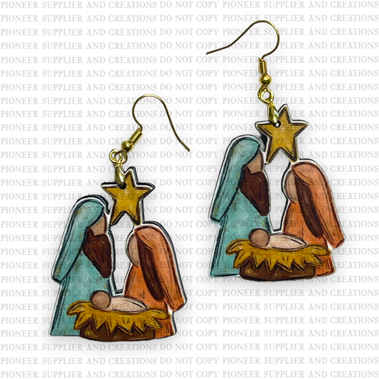 Manger Scene Shaped Earring Sublimation Blanks | Exclusive Alicia Ray Art
