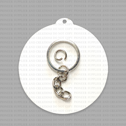 2.5" Circle Tab Shaped Chain Keychain Sublimation Blank