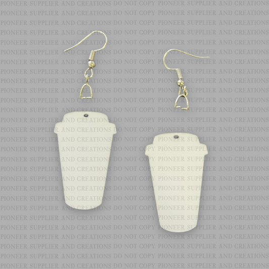 Latte Cup Shaped Earring Sublimation Blanks