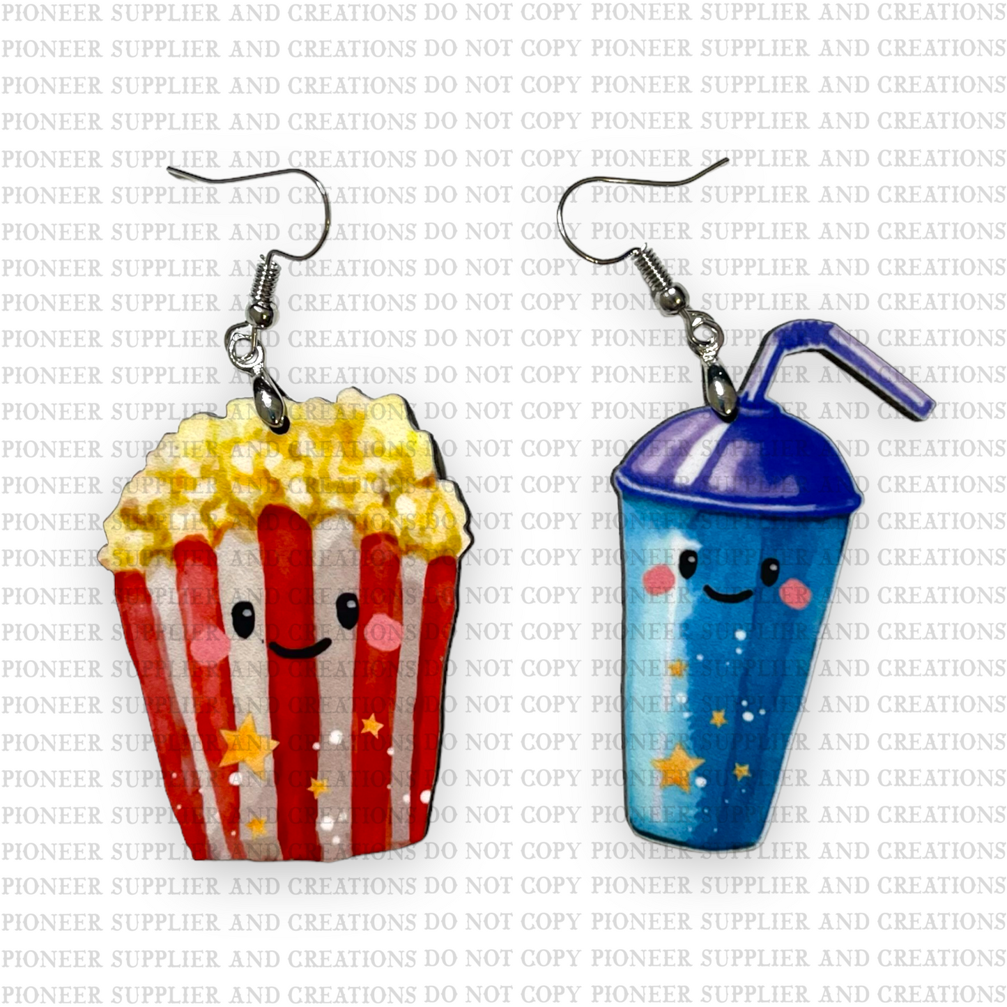 Popcorn Soda Perfect Pair Shaped Earring Sublimation Blanks | Exclusive Confeti Star