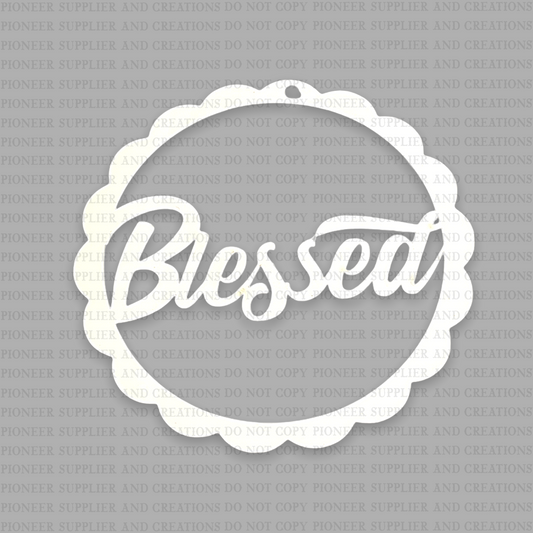 Blessed Scalloped Car Charm Sublimation Blank