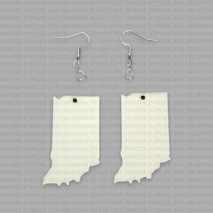 Indiana | State | Shaped Earring Sublimation Blanks