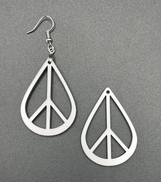 Peace Sign Teardrop Earring Shaped Style 1 Sublimation Blanks