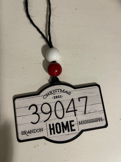 Zip Code Sublimation Ornament