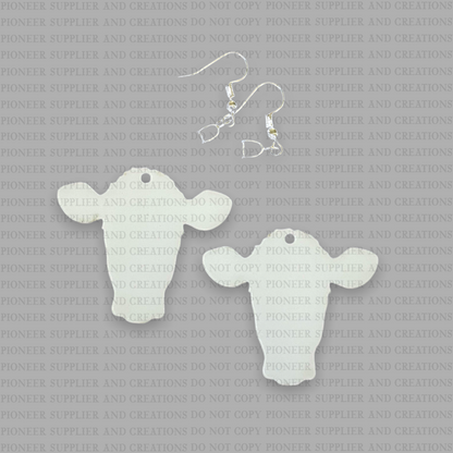 Cow Head Shaped Earring Sublimation Blanks