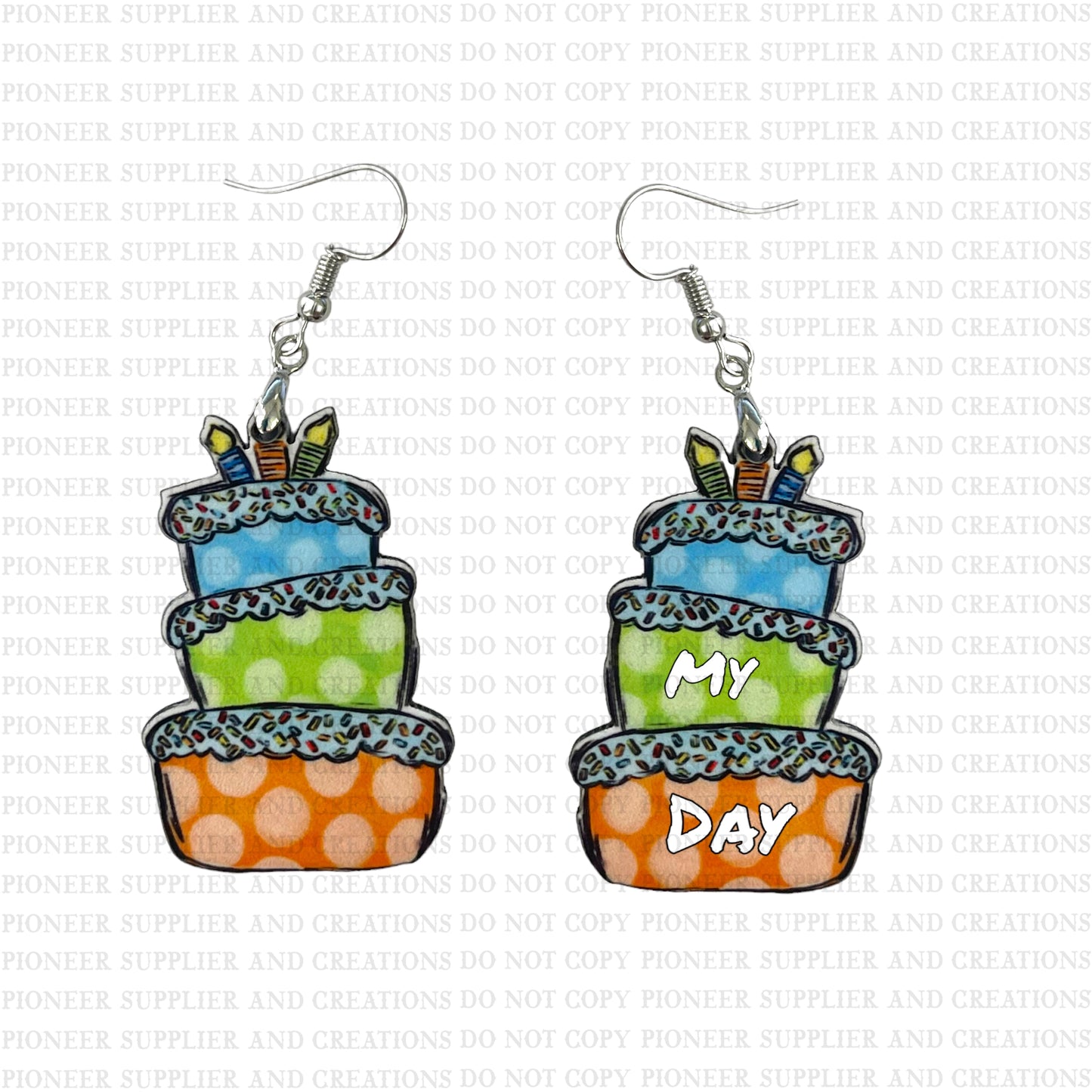 Birthday Cake Shaped Earring Sublimation Blanks | Exclusive Alicia Ray Art